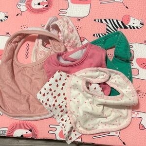 Assorted Baby Bib Set - Pink, Green, White